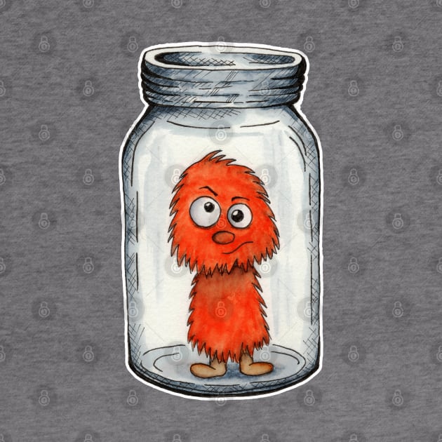 Orange Fuzz Monster in a Jar by AaronShirleyArtist